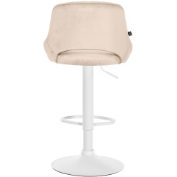Tabouret de bar Milet en velours blanc crème