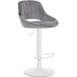 Tabouret de bar Milet velours blanc gris foncé