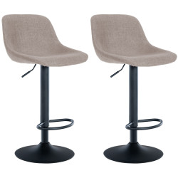 Set de 2 Taburetes de bar Loft Gris topo,Tela