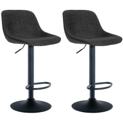 Set de 2 Taburetes de bar Loft Negro,Tela
