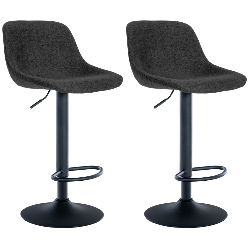 Lot de 2 tabourets de bar Loft en tissu noir