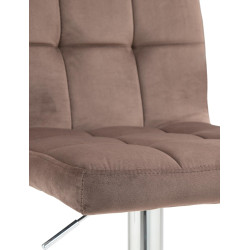 Tabouret de bar Pérou velours chrome marron