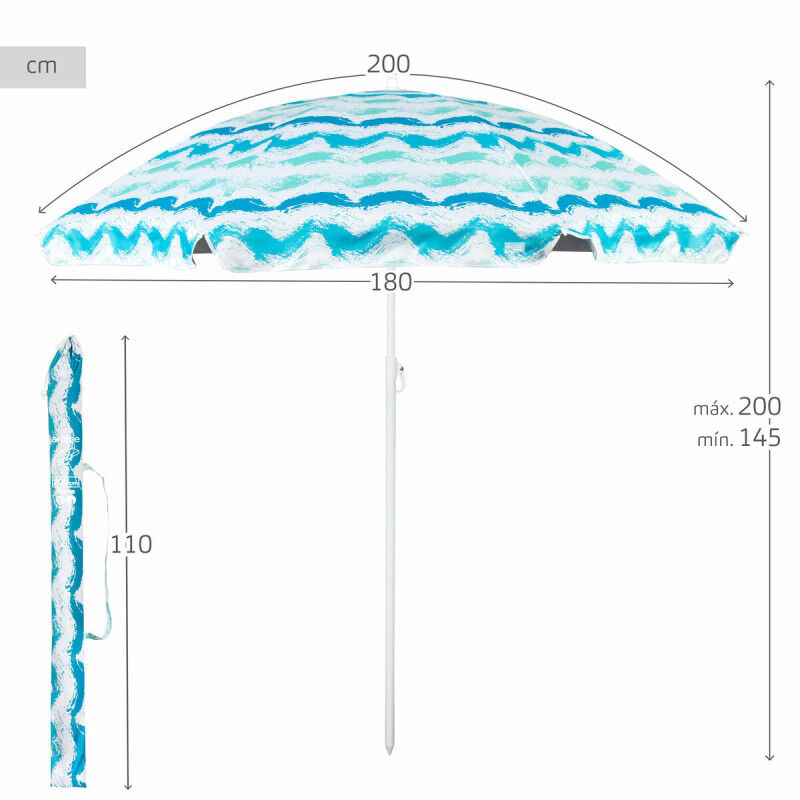 Parasol de plage Aktive Argenté 200 x 200 x 200 cm (4 Unités)