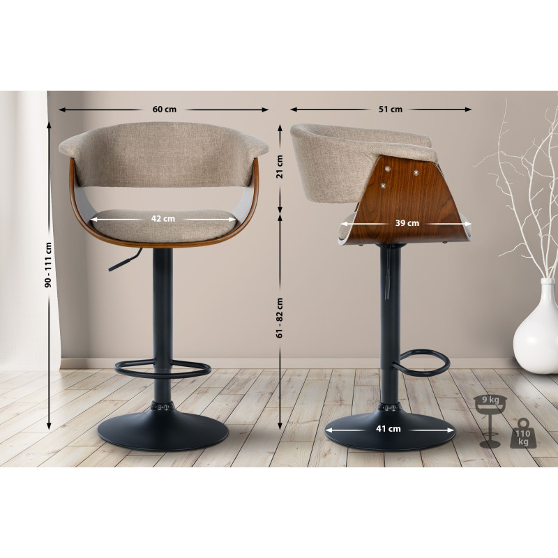 Tabouret de bar Vestal en tissu