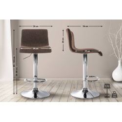 Tabouret de bar Hoover tissu C marron