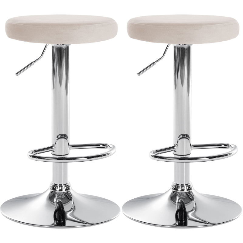 Lot de 2 tabourets de bar Ponte velours chromé