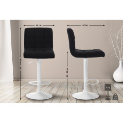 Tabouret de bar Calma tissu blanc noir