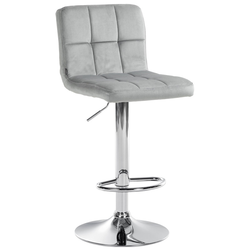 Tabouret de bar Peru, velours, chrome gris