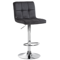 Tabouret de bar Pérou velours chrome noir