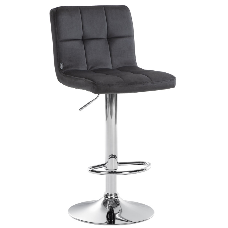 Tabouret de bar Pérou velours chrome noir
