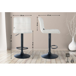 Tabouret de bar Pérou velours noir crème
