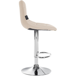 Tabouret de bar Jerry simili cuir chrome crème