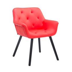 Chaise visiteur Cassidy, similicuir noir | rouge