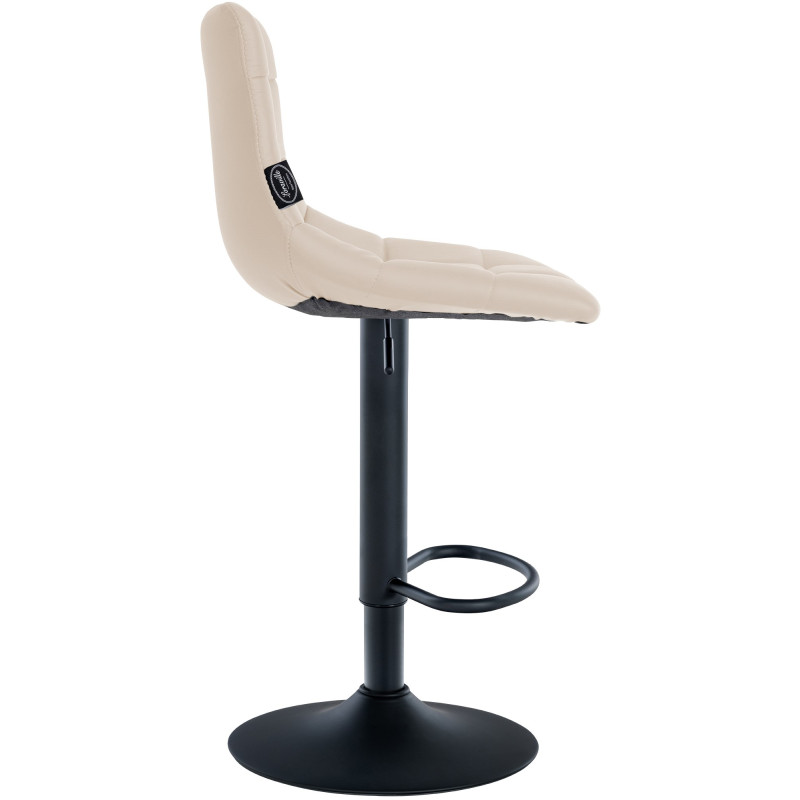 Tabouret de bar Jerry, similicuir noir crème