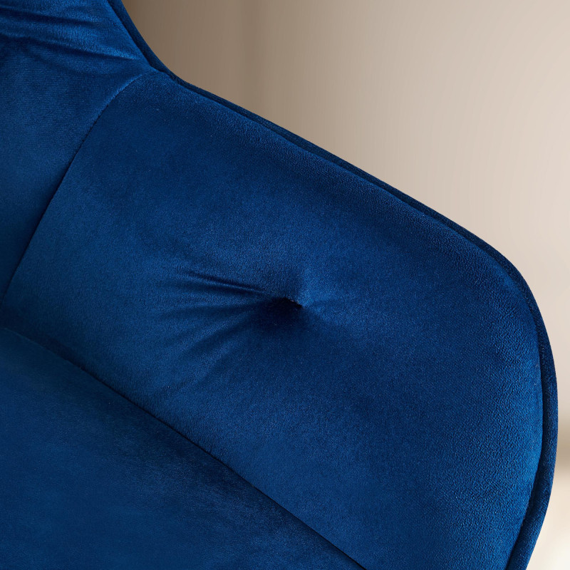 Chaise visiteur Cassis velours | bleu