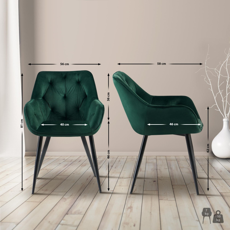 Chaise visiteur Cassis velours | vert