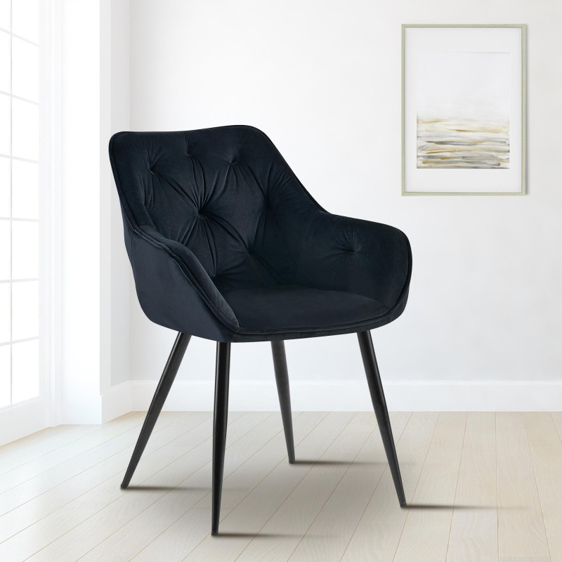 Chaise visiteur Cassis velours | noir