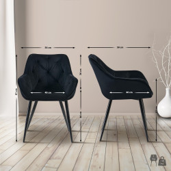 Chaise visiteur Cassis velours | noir