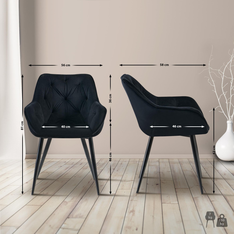 Chaise visiteur Cassis velours | noir