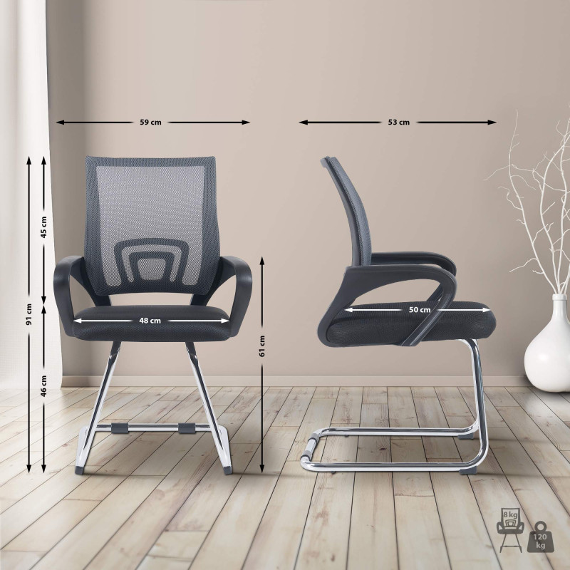 Lot de 2 chaises visiteurs Eureka | gris