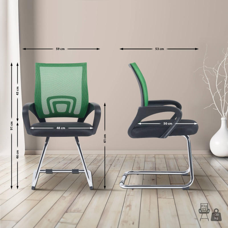 Lot de 2 chaises visiteurs Eureka | vert