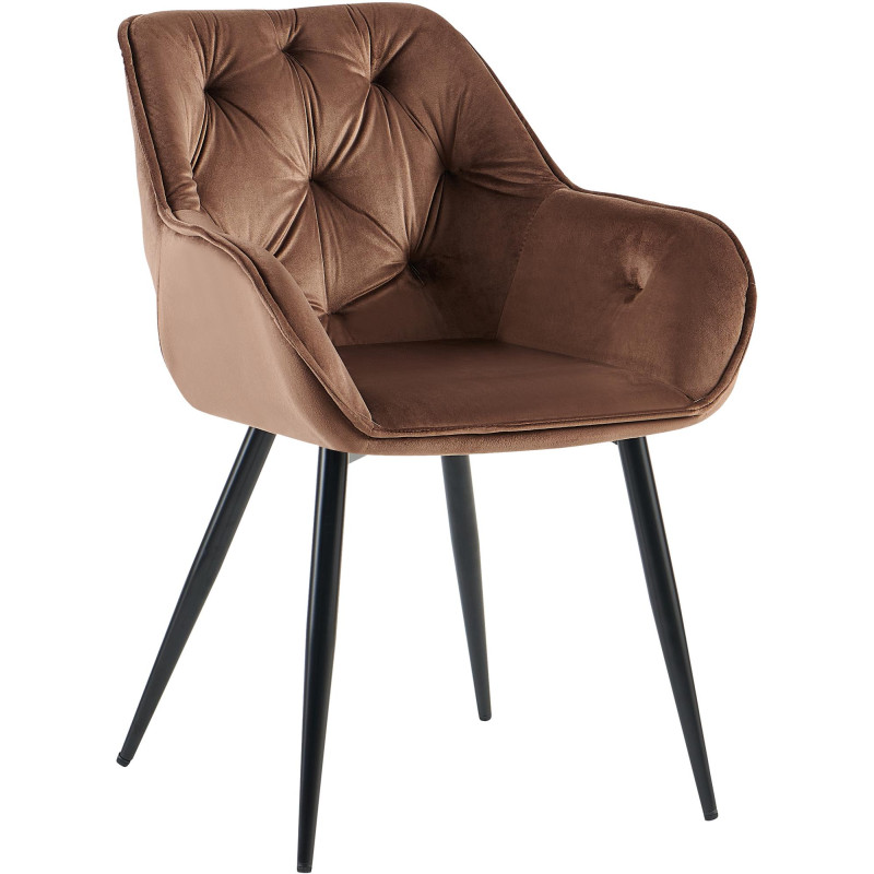 Chaise visiteur Cassis velours | brun