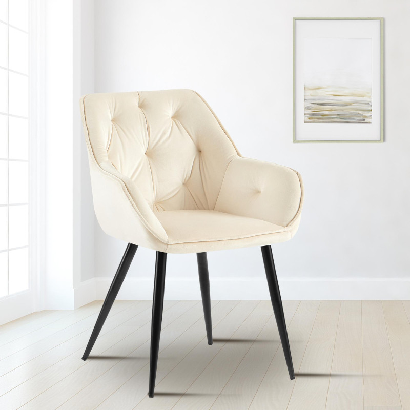 Chaise visiteur Cassis velours | crème