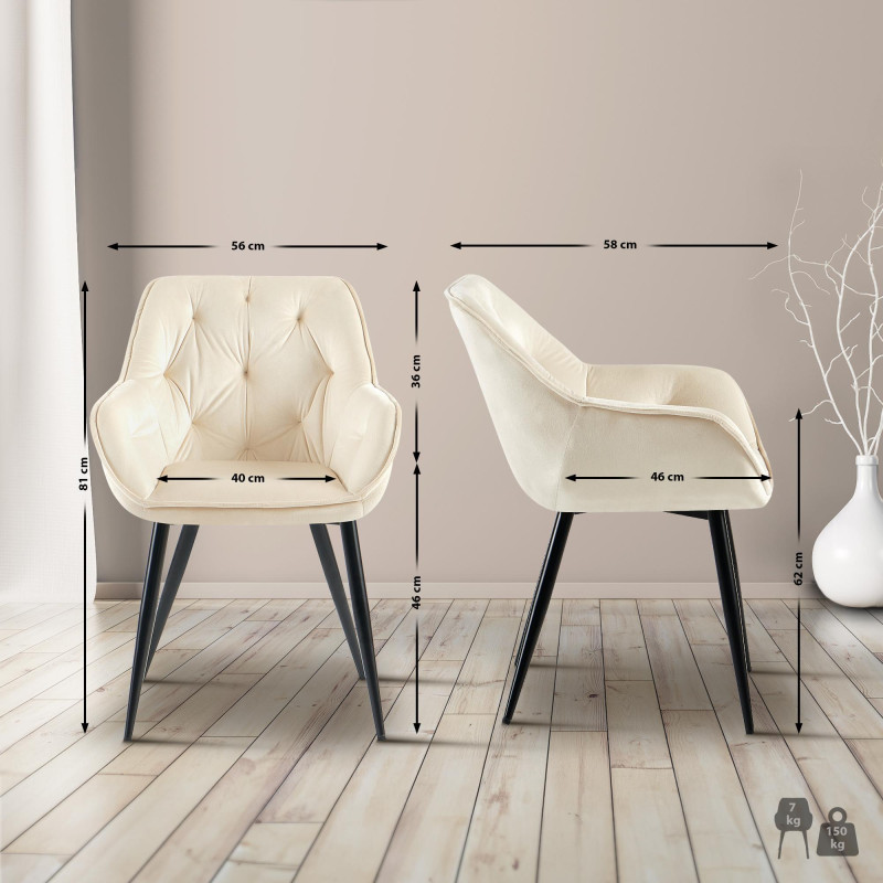 Chaise visiteur Cassis velours | crème