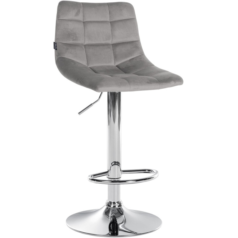 Tabouret de bar Jerry velours gris chrome