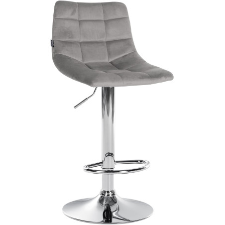 Tabouret de bar Jerry en velours, chromé gris