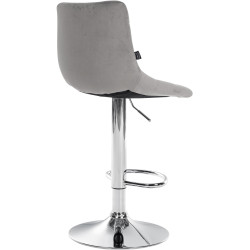 Tabouret de bar Jerry en velours, chromé gris
