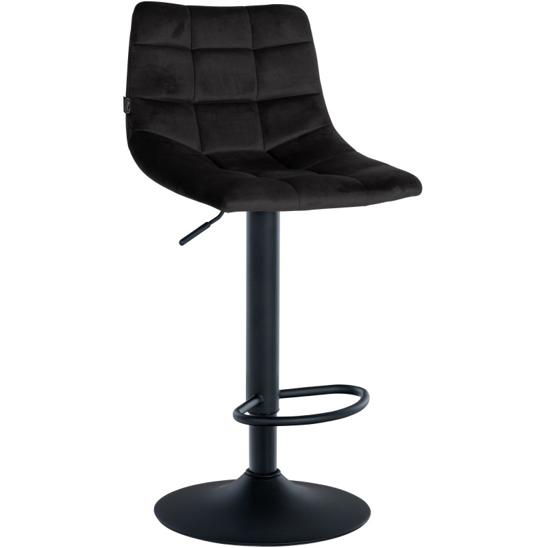 Tabouret de bar Jerry velours noir noir