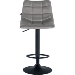 Tabouret de bar Jerry velours noir gris