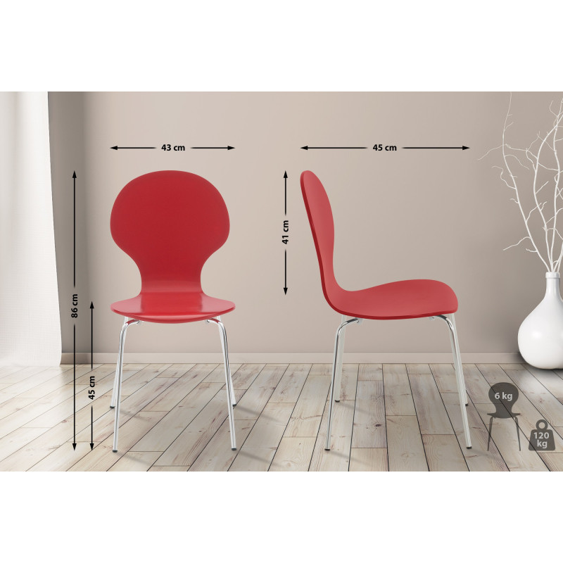 Ensemble de 4 chaises visiteurs Diego | rouge
