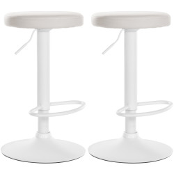 Lot de 2 tabourets de bar Ponte, simili cuir blanc