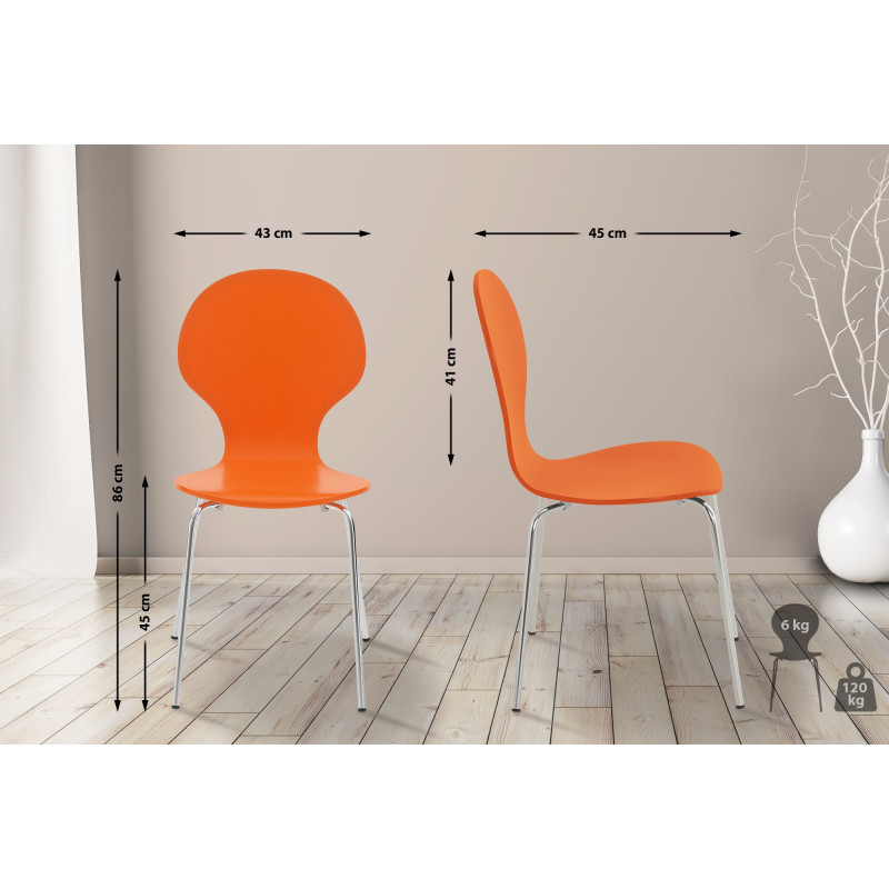 Ensemble de 4 chaises visiteurs Diego | orange