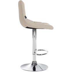 Tabouret de bar Jerry tissu chrome crème