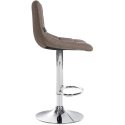 Tabouret de bar Jerry, tissu, chrome taupe