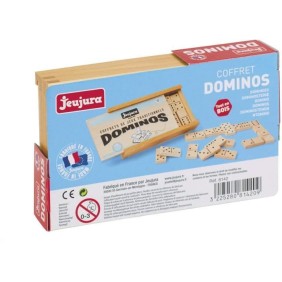 JEUJURA - Jeu de Dominos en Bois - Coffret en Bois - Garçon et Fille - A partir de 3 ans