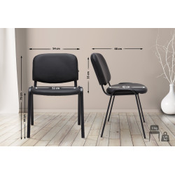 Chaise visiteur Ken en cuir artificiel | noir