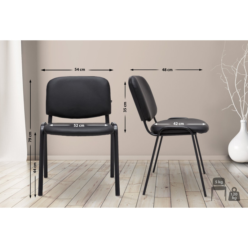 Chaise visiteur Ken en cuir artificiel | noir