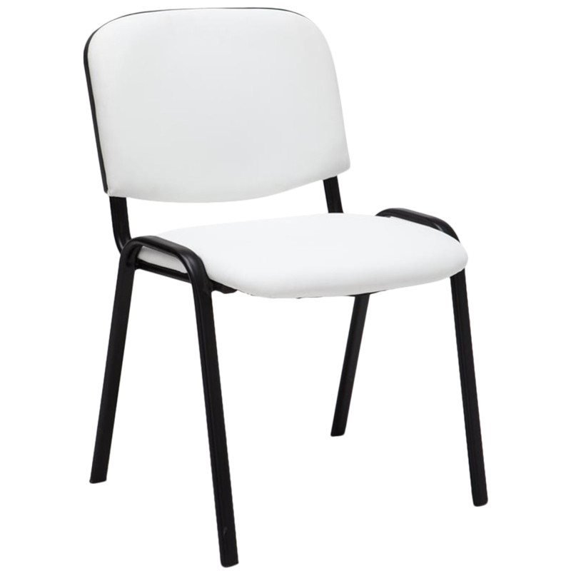 Chaise visiteur Ken en cuir artificiel | blanc