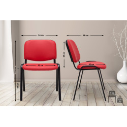 Chaise visiteur Ken en cuir artificiel | rouge