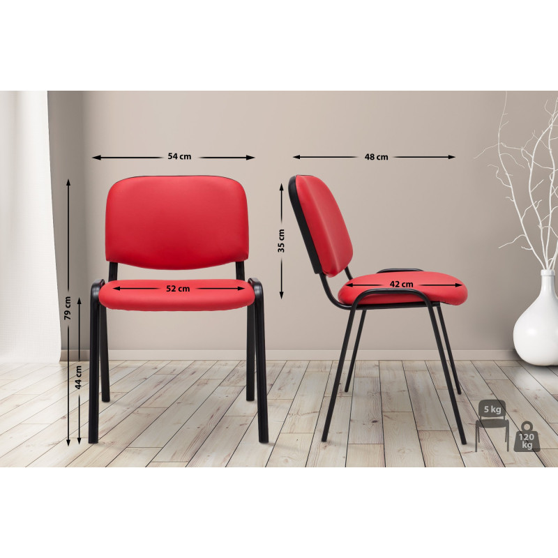 Chaise visiteur Ken en cuir artificiel | rouge