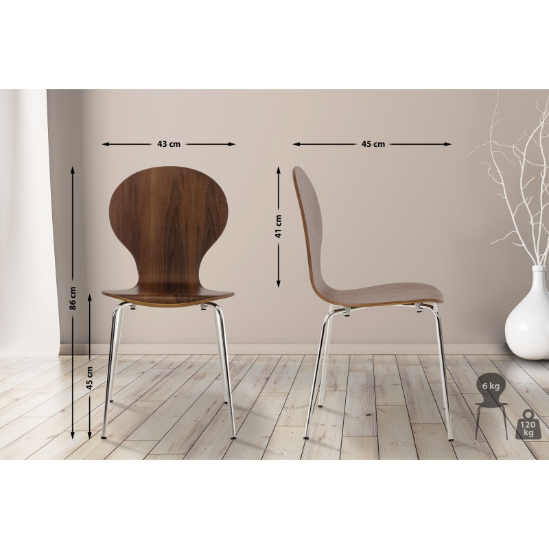 Ensemble de 4 chaises visiteurs Diego | noyer