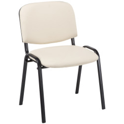 Chaise visiteur Ken en cuir artificiel | crème