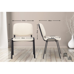 Chaise visiteur Ken en cuir artificiel | crème