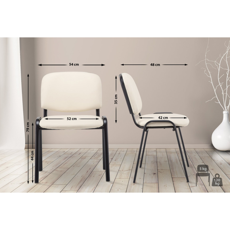 Chaise visiteur Ken en cuir artificiel | crème