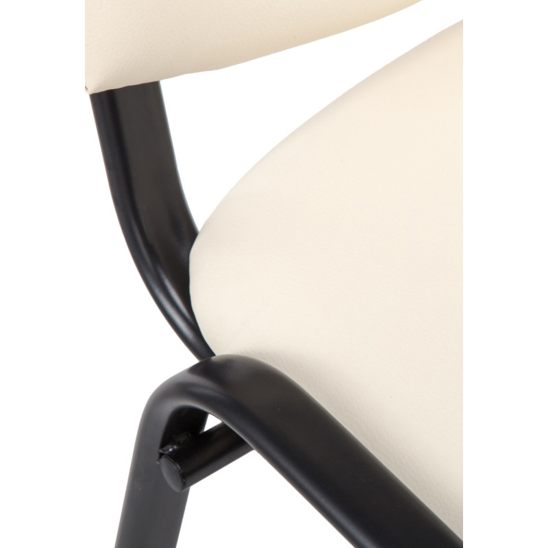 Chaise visiteur Ken en cuir artificiel | crème