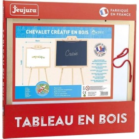 Chevalet créatif en bois - JEUJURA - Ardoise réversible et a suspendre - Lettres aimantées et accessoires inclus